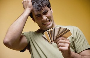 Man worried with credit cards